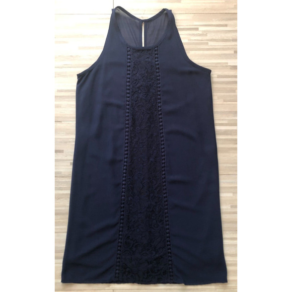I.N. San Francisco, Women's Shift Dress, Lace Sleeveless, Navy Blue, Size Medium - Picture 3 of 8